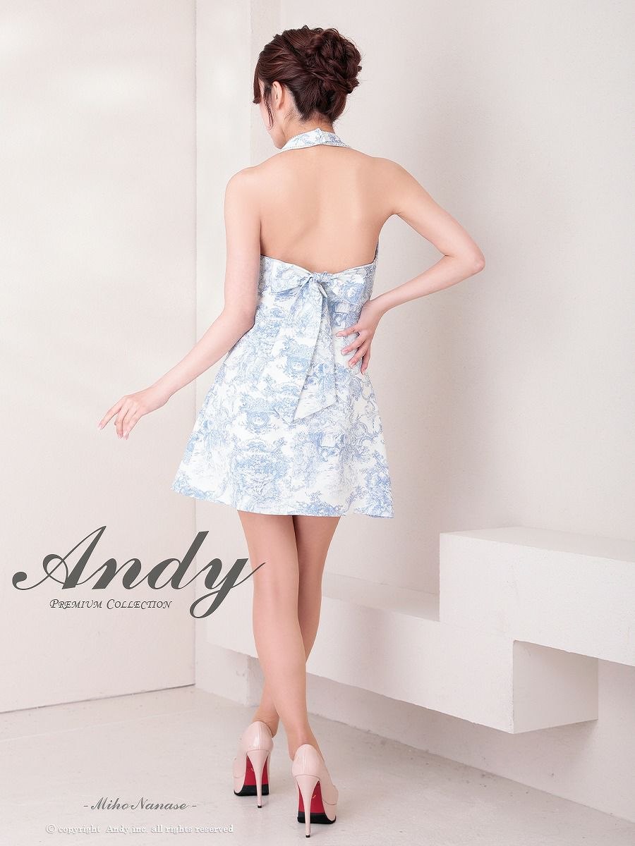 Andy アンディ ホルターネック ボタニカルフラワー 花柄 フロントジップ フレア ミニドレス ワンピース an-on2943