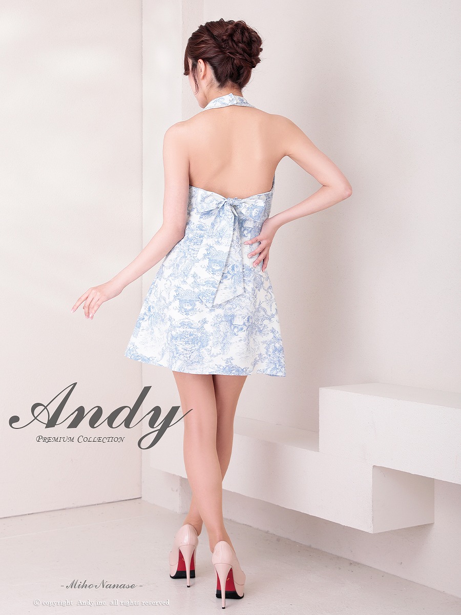 Andy アンディ ホルターネック ボタニカルフラワー 花柄 フロントジップ フレア ミニドレス ワンピース an-on2943