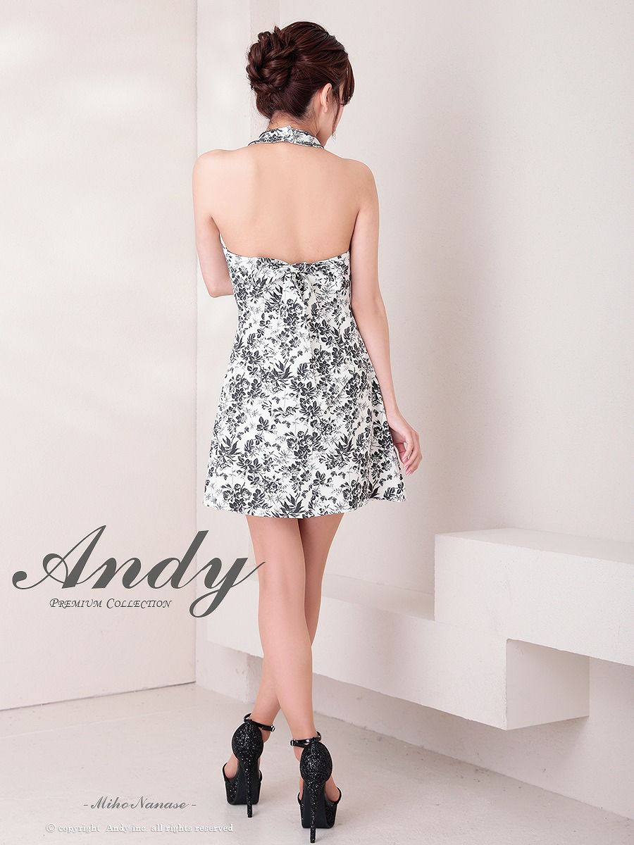 Andy アンディ ホルターネック ボタニカルフラワー 花柄 フロントジップ フレア ミニドレス ワンピース an-on2943