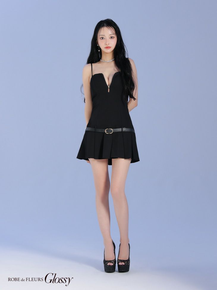 Glossy ローブドフルールグロッシー ローベルトデザインプリーツミニキャバドレス 【ボレロ着脱可能】 gl4208