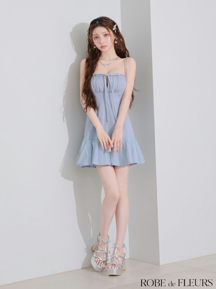 ROBE de FLEURS ローブドフルール バストカットリボンビジューミニキャバドレス fm4115