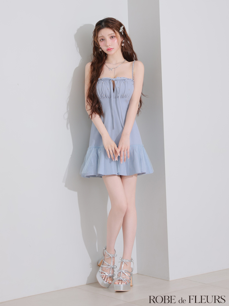 ROBE de FLEURS ローブドフルール バストカットリボンビジューミニキャバドレス fm4115