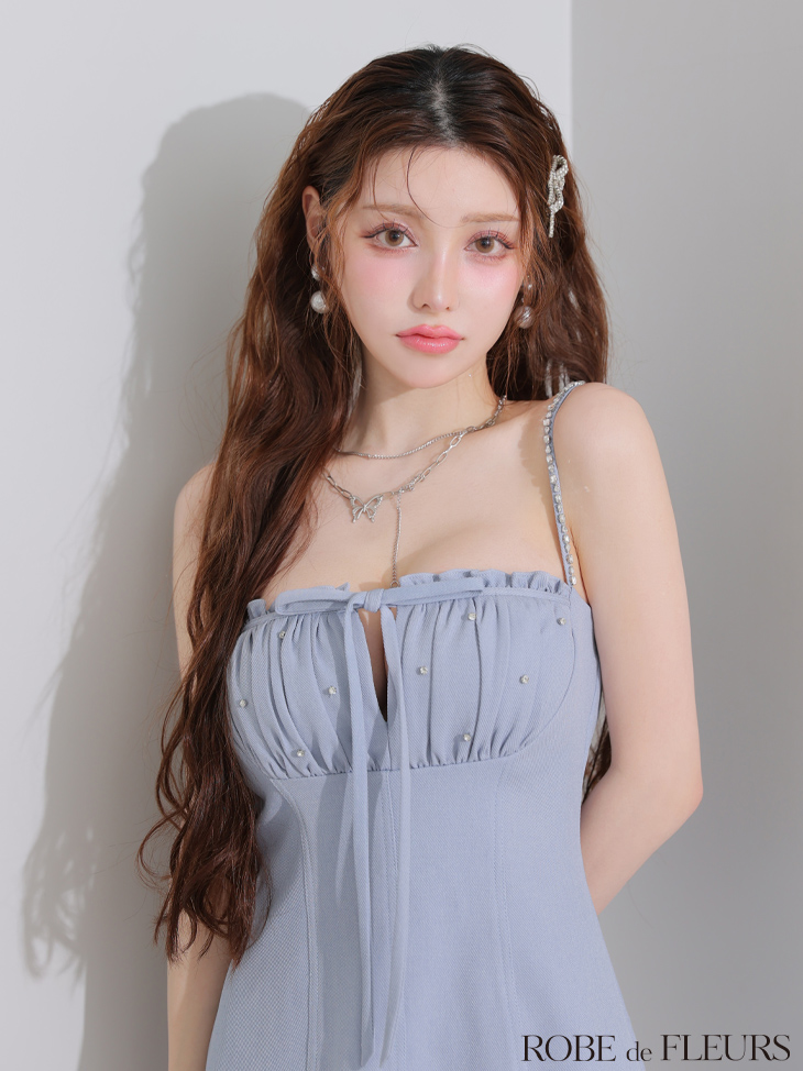 ROBE de FLEURS ローブドフルール バストカットリボンビジューミニキャバドレス fm4115