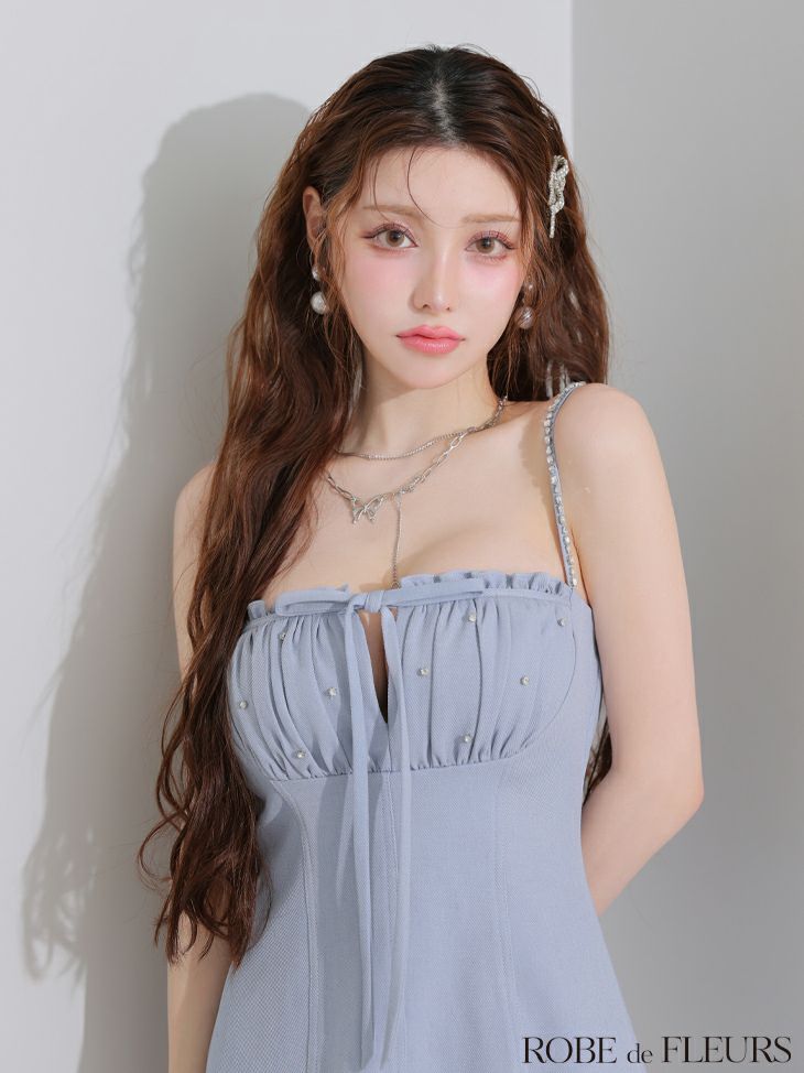 ROBE de FLEURS ローブドフルール バストカットリボンビジューミニキャバドレス fm4115