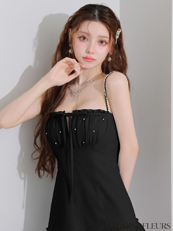 ROBE de FLEURS ローブドフルール バストカットリボンビジューミニキャバドレス fm4115