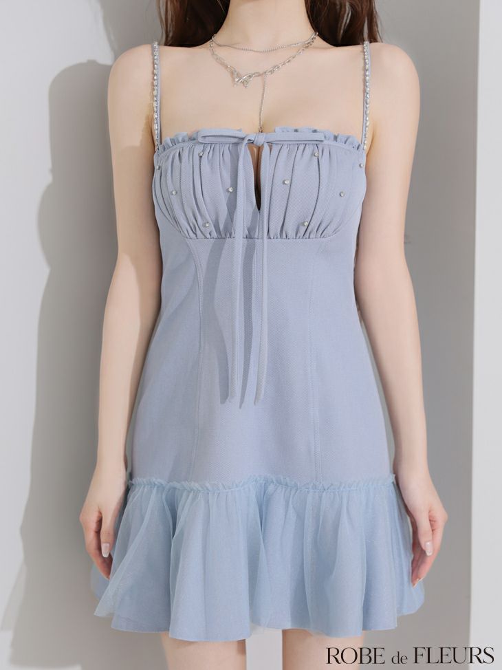 ROBE de FLEURS ローブドフルール バストカットリボンビジューミニキャバドレス fm4115