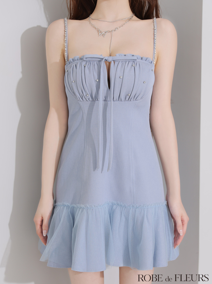 ROBE de FLEURS ローブドフルール バストカットリボンビジューミニキャバドレス fm4115