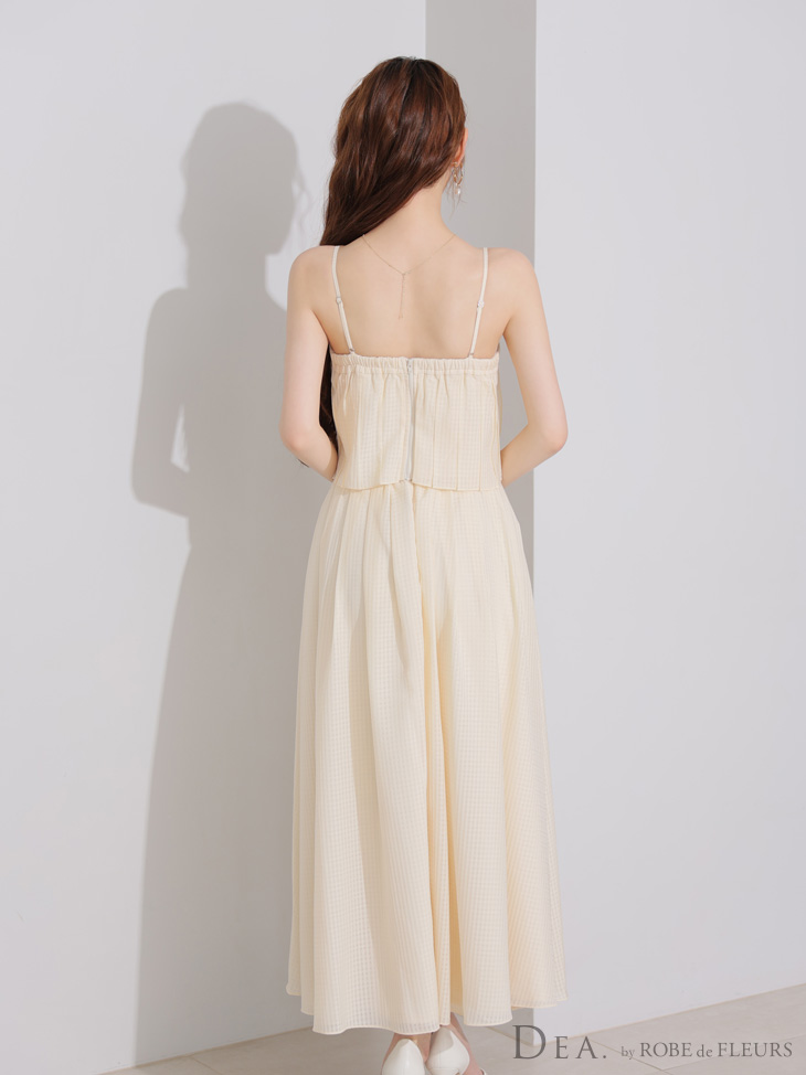 DEA. ディア バイ ローブドフルール バストリボンスリットフレアセットアップフレアロングキャバドレス de3929