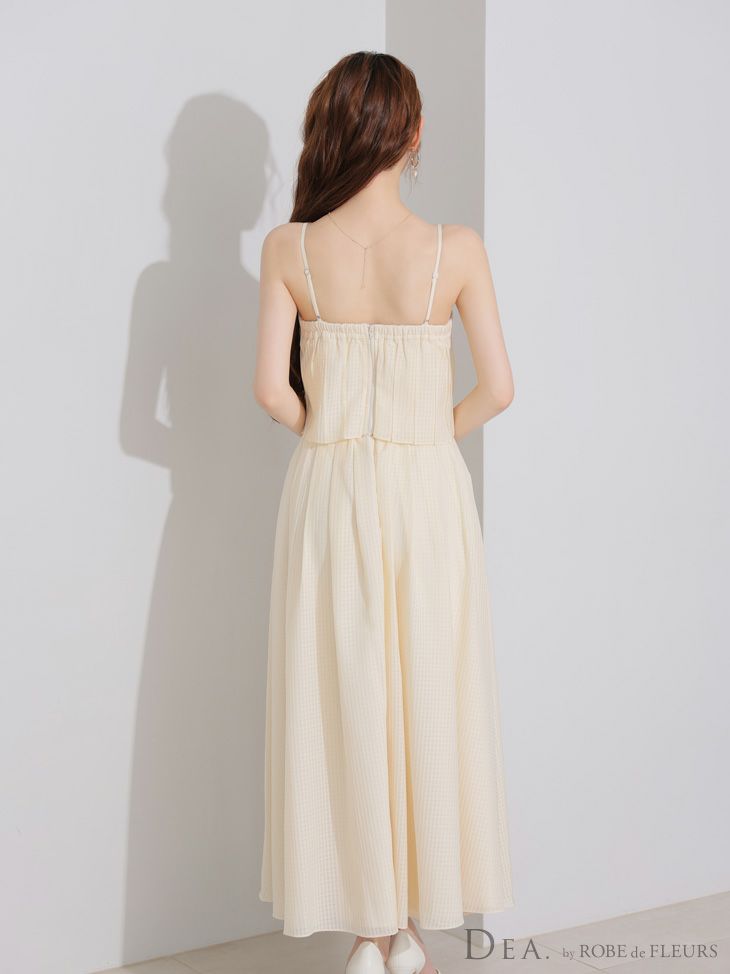 DEA. ディア バイ ローブドフルール バストリボンスリットフレアセットアップフレアロングキャバドレス de3929