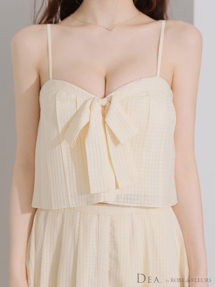 DEA. ディア バイ ローブドフルール バストリボンスリットフレアセットアップフレアロングキャバドレス de3929