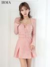IRMA イルマ ロングスリーブ/ボレロ付き/リボンクロス/ビジュー/2way/プリーツ/フレア ミニドレス ワンピース ir55068-c