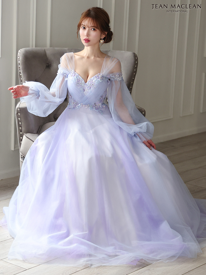 JEAN MACLEAN ジャンマクレーン ヴェールスリーブ/フラワービーズ刺繍/姫/ロングドレス ja51908
