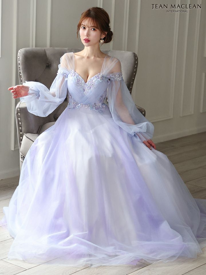 JEAN MACLEAN ジャンマクレーン ヴェールスリーブ/フラワービーズ刺繍/姫/ロングドレス ja51908