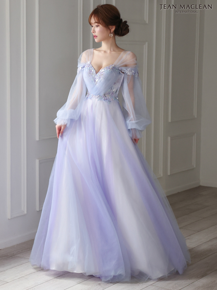 JEAN MACLEAN ジャンマクレーン ヴェールスリーブ/フラワービーズ刺繍/姫/ロングドレス ja51908