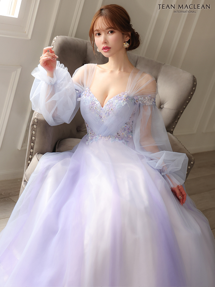 JEAN MACLEAN ジャンマクレーン ヴェールスリーブ/フラワービーズ刺繍/姫/ロングドレス ja51908