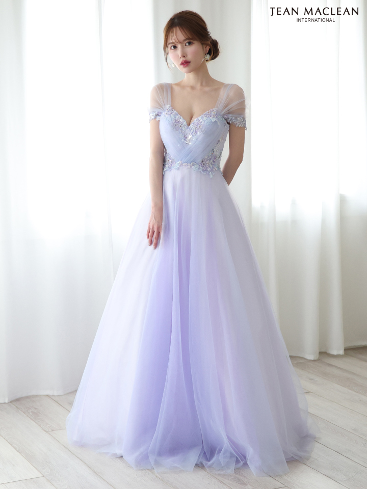 JEAN MACLEAN ジャンマクレーン ヴェールスリーブ/フラワービーズ刺繍/姫/ロングドレス ja51908