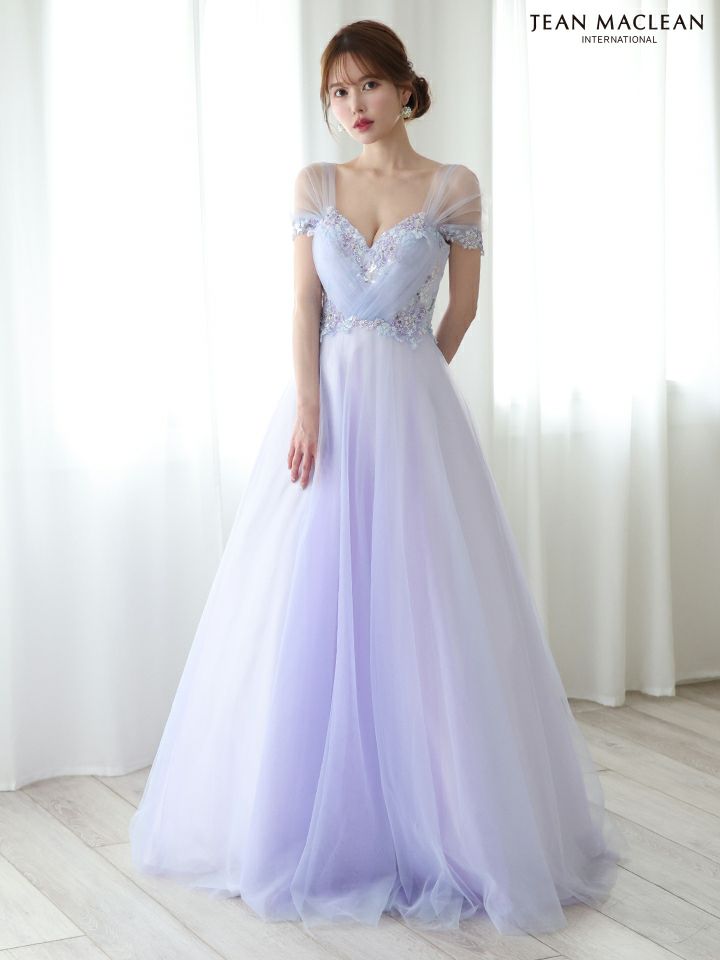 JEAN MACLEAN ジャンマクレーン ヴェールスリーブ/フラワービーズ刺繍/姫/ロングドレス ja51908