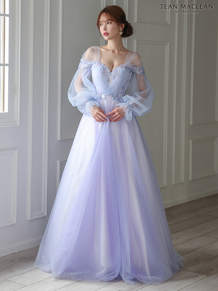 JEAN MACLEAN ジャンマクレーン ヴェールスリーブ/フラワービーズ刺繍/姫/ロングドレス ja51908