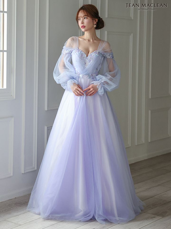 JEAN MACLEAN ジャンマクレーン ヴェールスリーブ/フラワービーズ刺繍/姫/ロングドレス ja51908