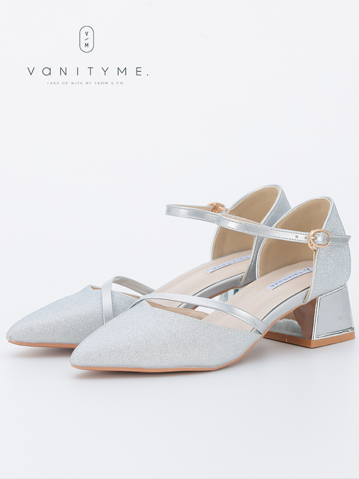 haremode ミラージュ チャンキーヒール パンプス ベージュ・シルバー・ブラック vsh-am-3424