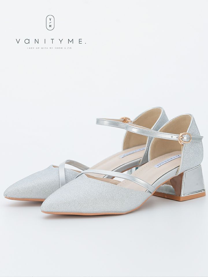 haremode ミラージュ チャンキーヒール パンプス ベージュ・シルバー・ブラック vsh-am-3424