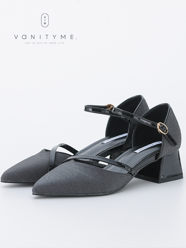 haremode ミラージュ チャンキーヒール パンプス ベージュ・シルバー・ブラック vsh-am-3424