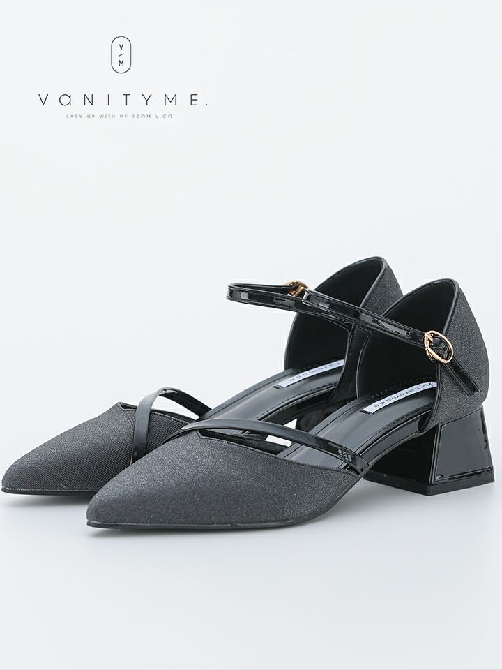 haremode ミラージュ チャンキーヒール パンプス ベージュ・シルバー・ブラック vsh-am-3424