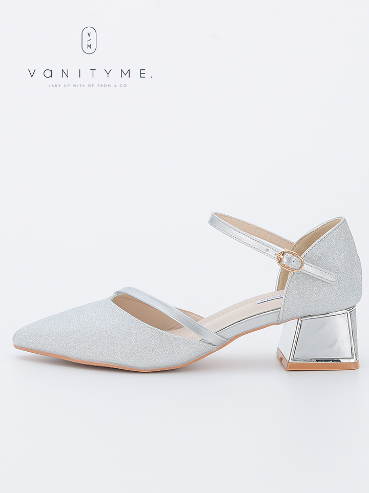 haremode ミラージュ チャンキーヒール パンプス ベージュ・シルバー・ブラック vsh-am-3424