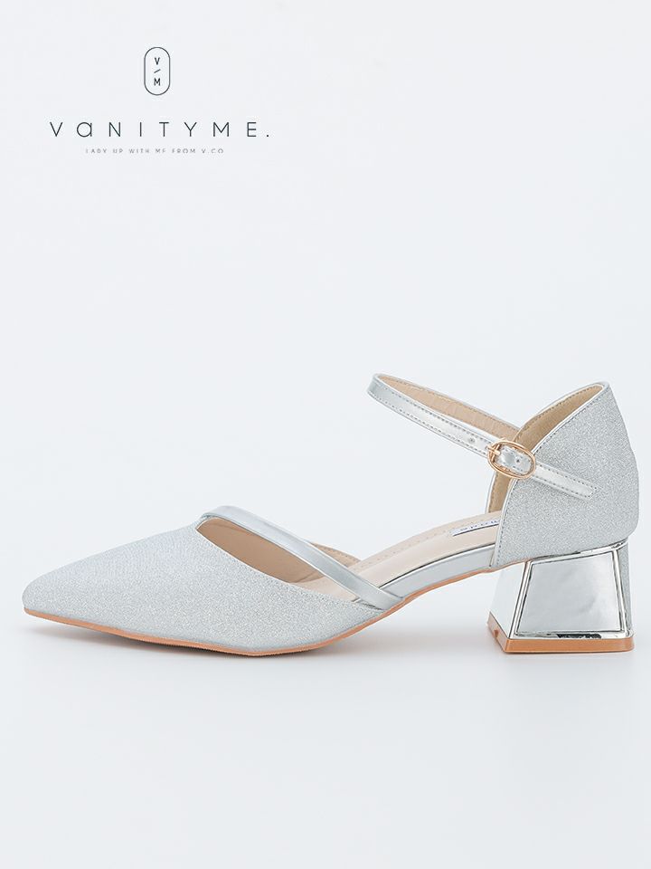 haremode ミラージュ チャンキーヒール パンプス ベージュ・シルバー・ブラック vsh-am-3424