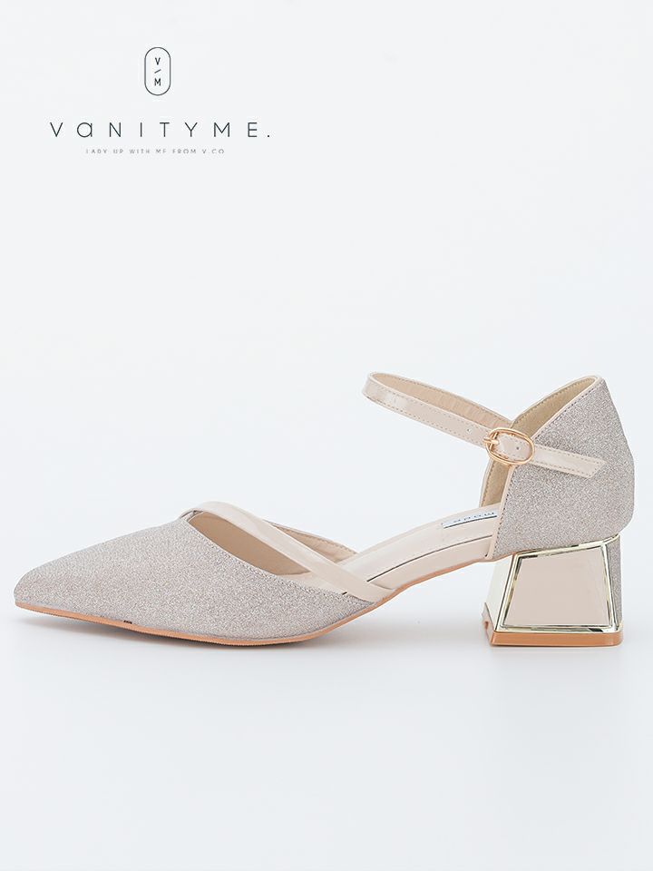 haremode ミラージュ チャンキーヒール パンプス ベージュ・シルバー・ブラック vsh-am-3424