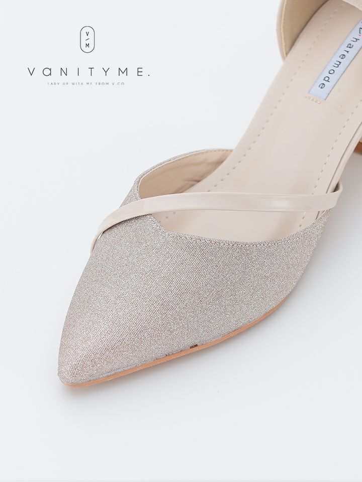 haremode ミラージュ チャンキーヒール パンプス ベージュ・シルバー・ブラック vsh-am-3424