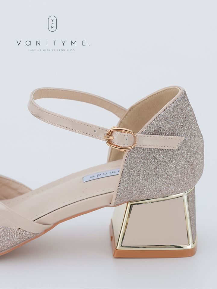 haremode ミラージュ チャンキーヒール パンプス ベージュ・シルバー・ブラック vsh-am-3424