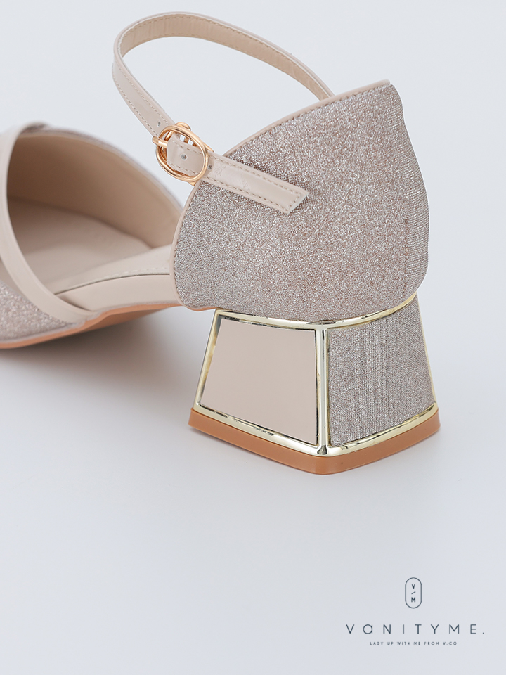 haremode ミラージュ チャンキーヒール パンプス ベージュ・シルバー・ブラック vsh-am-3424