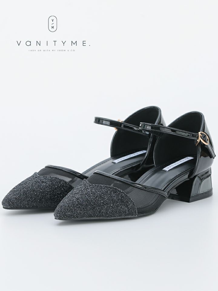 haremode ミラーモザイク グリッターラメ ポインテッドトゥ ヒール パンプス ベージュ・シルバー・ブラック vsh-am-3425