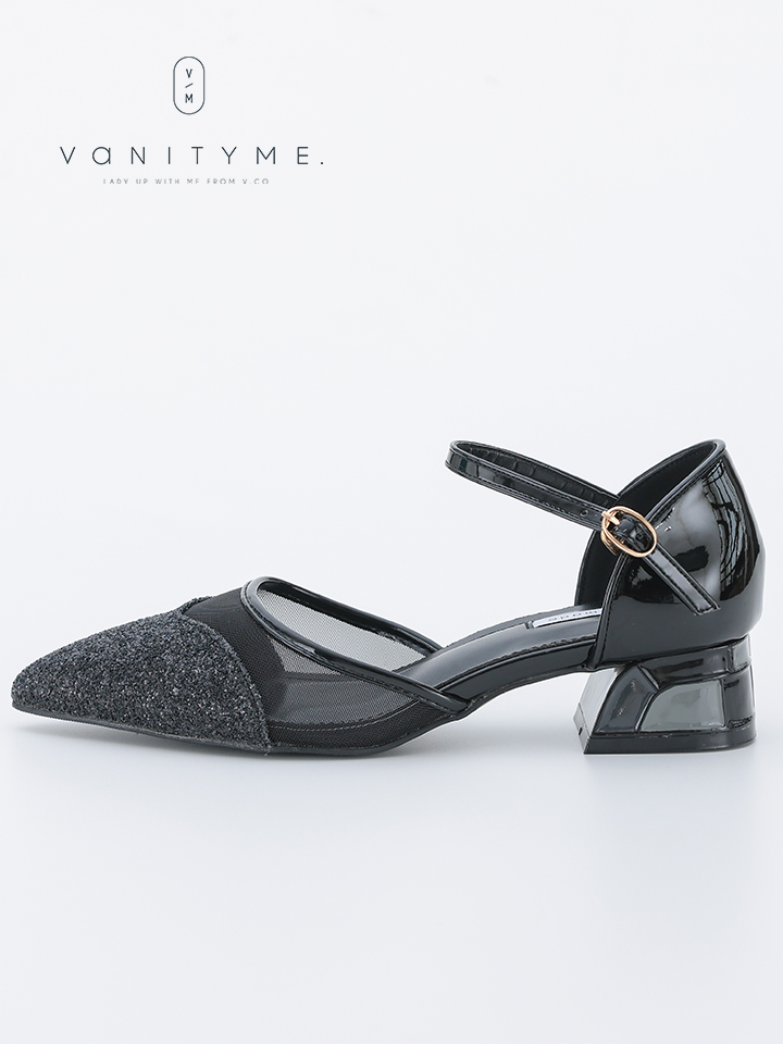 haremode ミラーモザイク グリッターラメ ポインテッドトゥ ヒール パンプス ベージュ・シルバー・ブラック vsh-am-3425