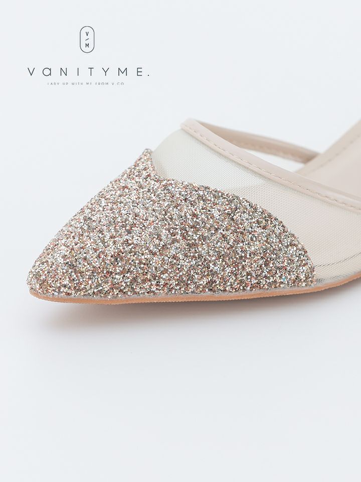 haremode ミラーモザイク グリッターラメ ポインテッドトゥ ヒール パンプス ベージュ・シルバー・ブラック vsh-am-3425