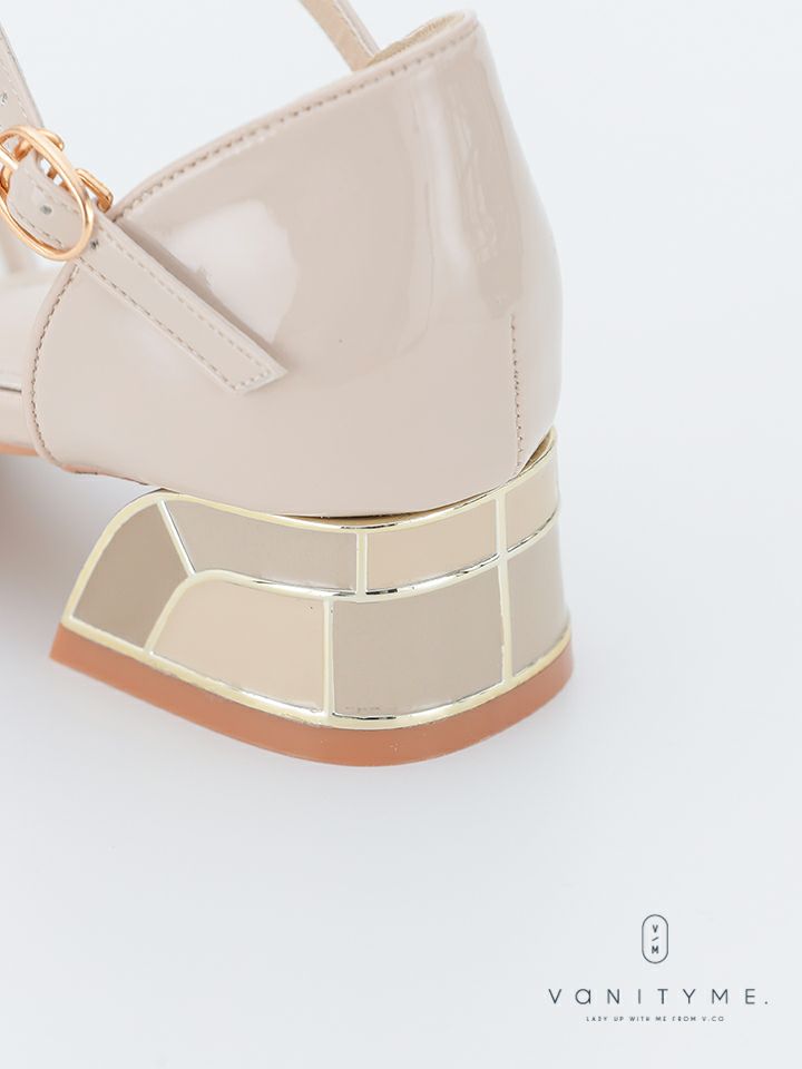 haremode ミラーモザイク グリッターラメ ポインテッドトゥ ヒール パンプス ベージュ・シルバー・ブラック vsh-am-3425