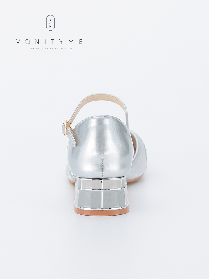 haremode ミラーモザイク グリッターラメ ポインテッドトゥ ヒール パンプス ベージュ・シルバー・ブラック vsh-am-3425