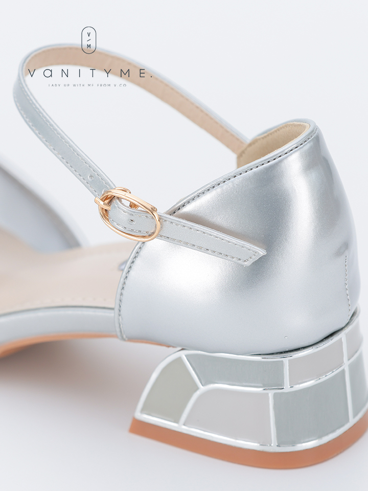 haremode ミラーモザイク グリッターラメ ポインテッドトゥ ヒール パンプス ベージュ・シルバー・ブラック vsh-am-3425