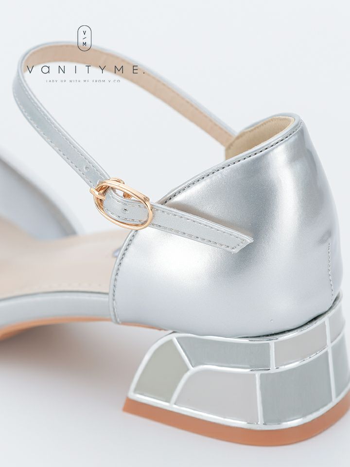 haremode ミラーモザイク グリッターラメ ポインテッドトゥ ヒール パンプス ベージュ・シルバー・ブラック vsh-am-3425