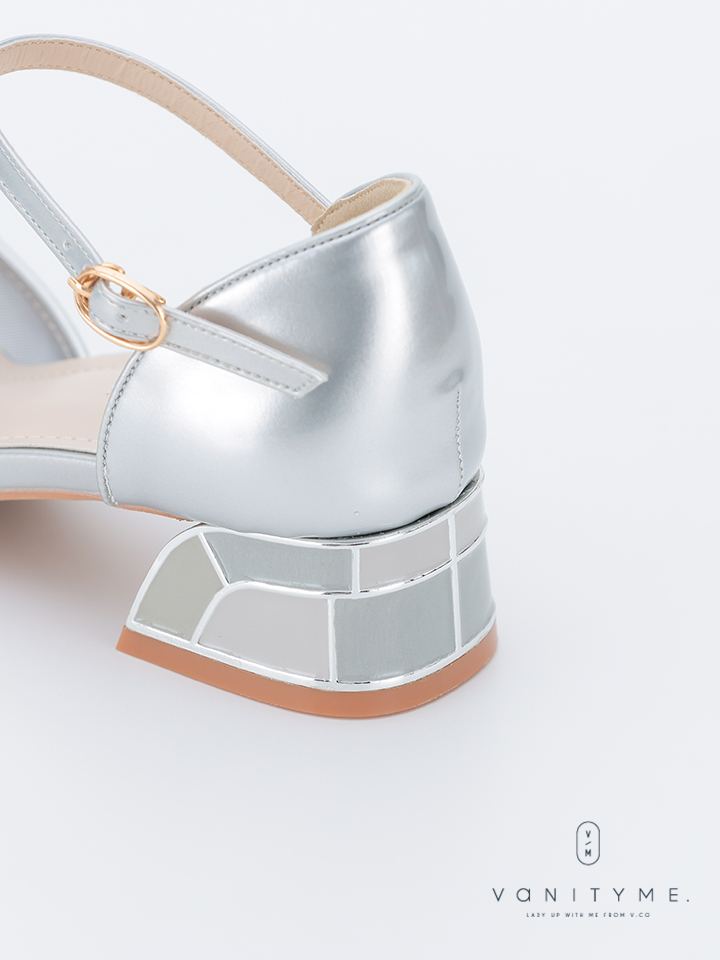 haremode ミラーモザイク グリッターラメ ポインテッドトゥ ヒール パンプス ベージュ・シルバー・ブラック vsh-am-3425