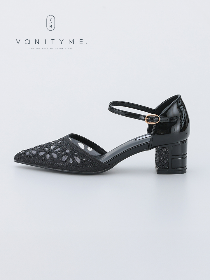 haremode ブリリアントブロッサム グリッターヒール パンプス ベージュ・シルバー・ブラック vsh-am-3426