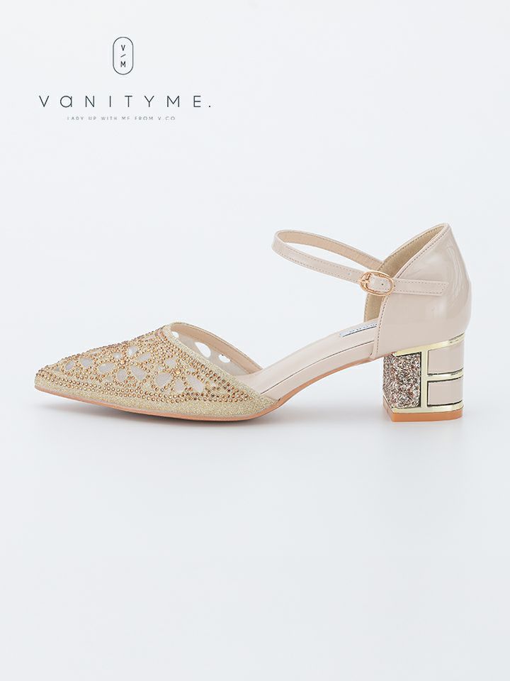 haremode ブリリアントブロッサム グリッターヒール パンプス ベージュ・シルバー・ブラック vsh-am-3426