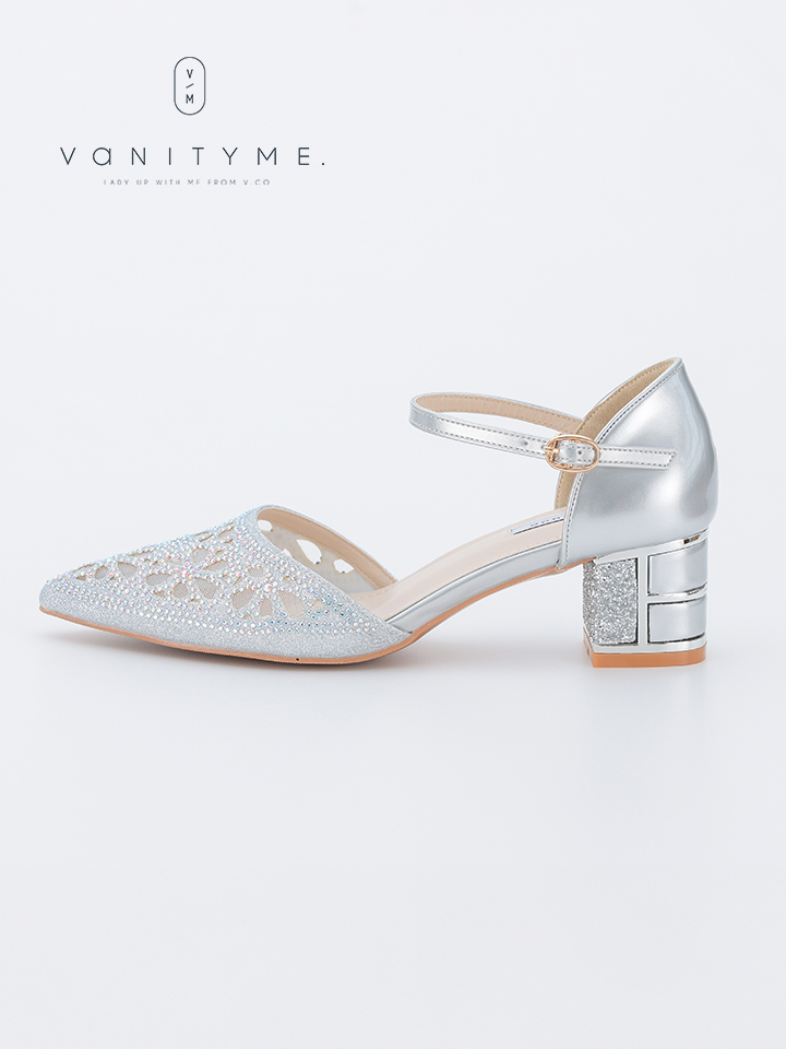 haremode ブリリアントブロッサム グリッターヒール パンプス ベージュ・シルバー・ブラック vsh-am-3426