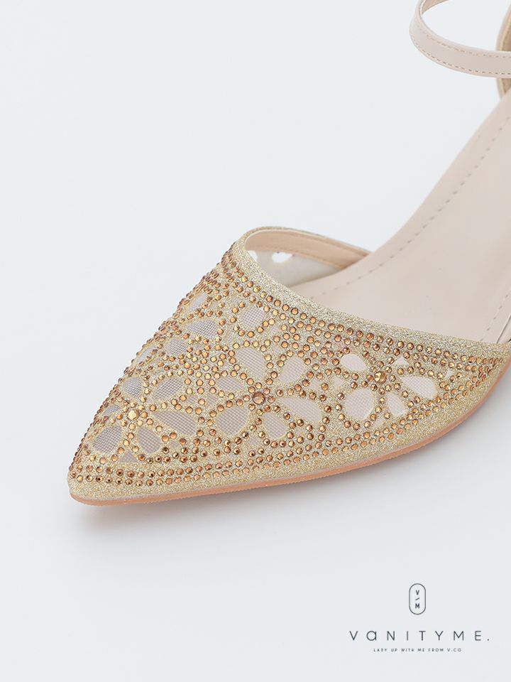 haremode ブリリアントブロッサム グリッターヒール パンプス ベージュ・シルバー・ブラック vsh-am-3426