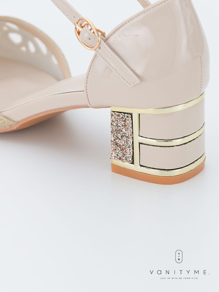 haremode ブリリアントブロッサム グリッターヒール パンプス ベージュ・シルバー・ブラック vsh-am-3426
