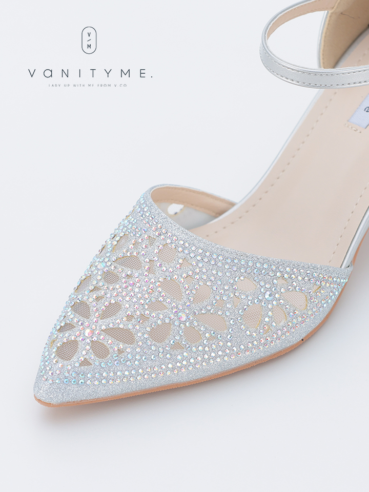 haremode ブリリアントブロッサム グリッターヒール パンプス ベージュ・シルバー・ブラック vsh-am-3426