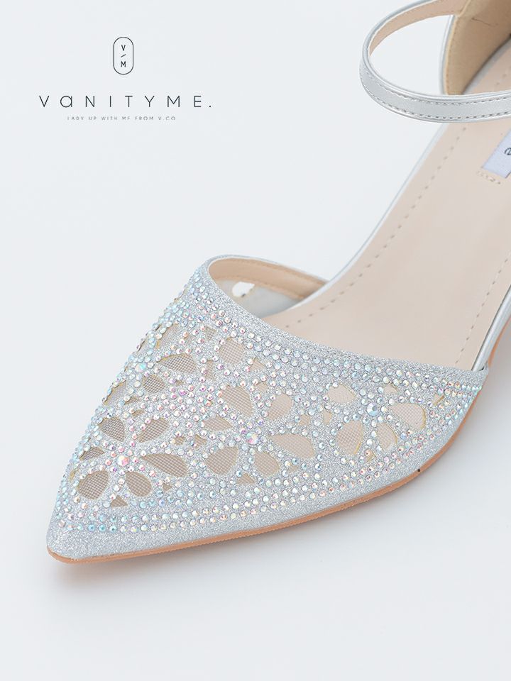 haremode ブリリアントブロッサム グリッターヒール パンプス ベージュ・シルバー・ブラック vsh-am-3426