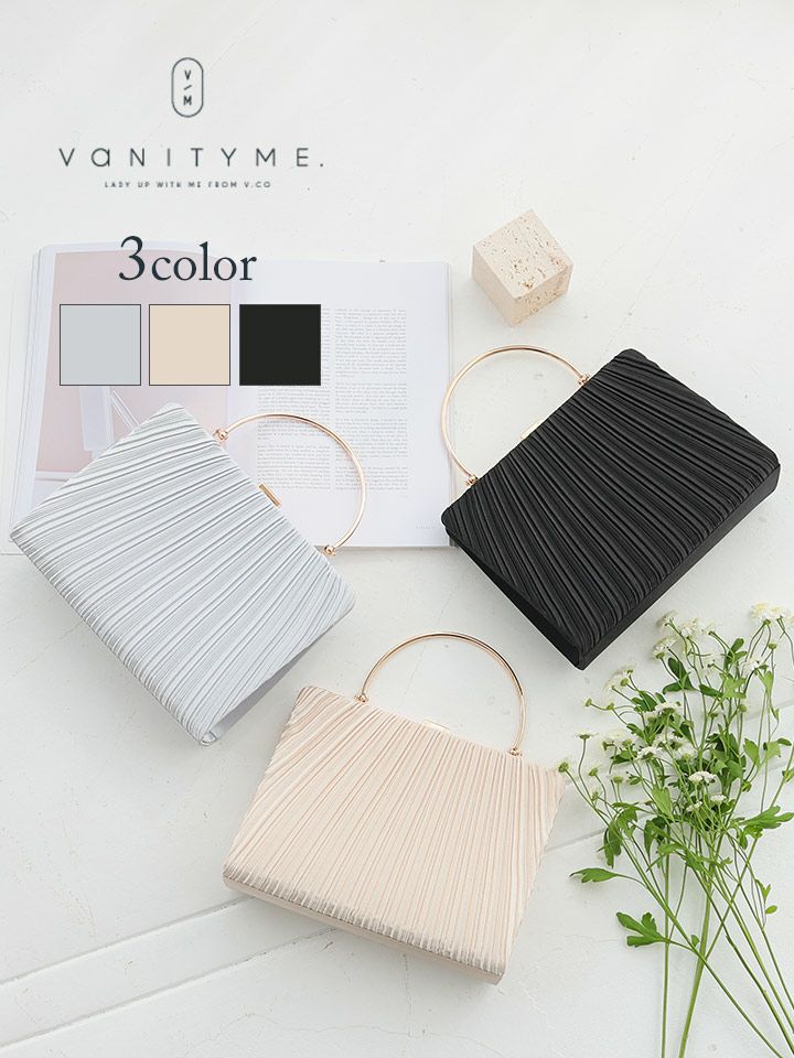 haremode ハレモード フォーマル プリーツ メタルハンド パーティーバッグ ベージュ・シルバー・ブラック vim-am-5073haremode ハレモード フォーマル プリーツ メタルハンド パーティーバッグ ベージュ・シルバー・ブラック vim-am-5073