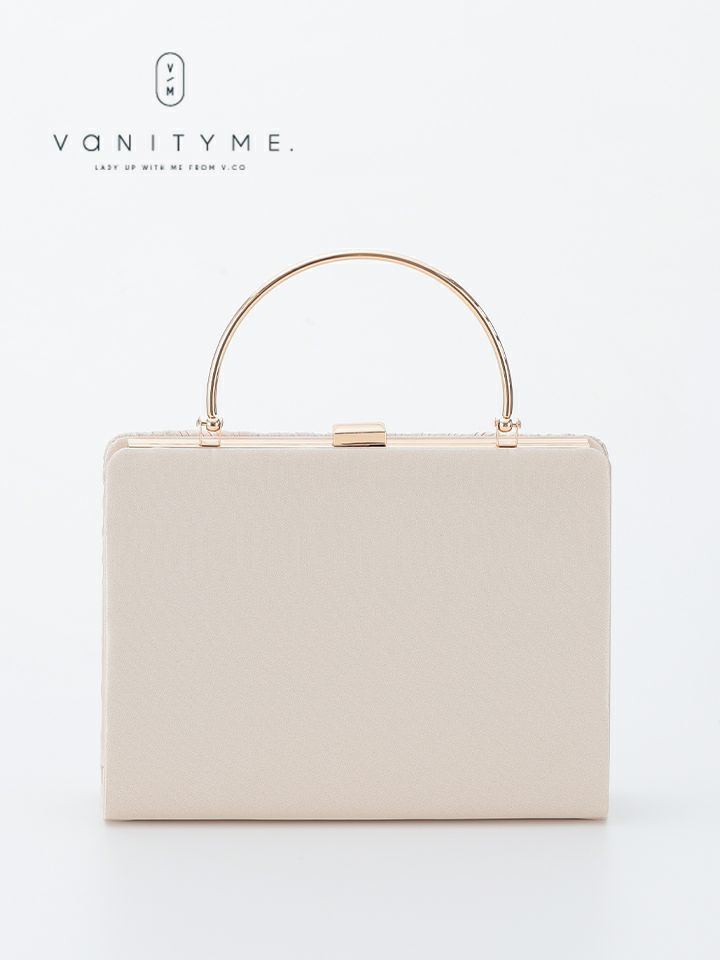 haremode ハレモード フォーマル プリーツ メタルハンド パーティーバッグ ベージュ・シルバー・ブラック vim-am-5073